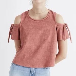 Madewell Mauve Pink Top Shoulder Ties Peek a Boo Size Medium